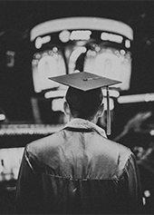 Graduate in black and white