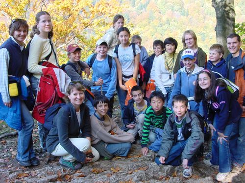 Group of kids and parents out hiking Group of kids and parents out hiking