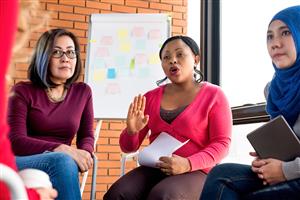 women talking in circle women talking in circle