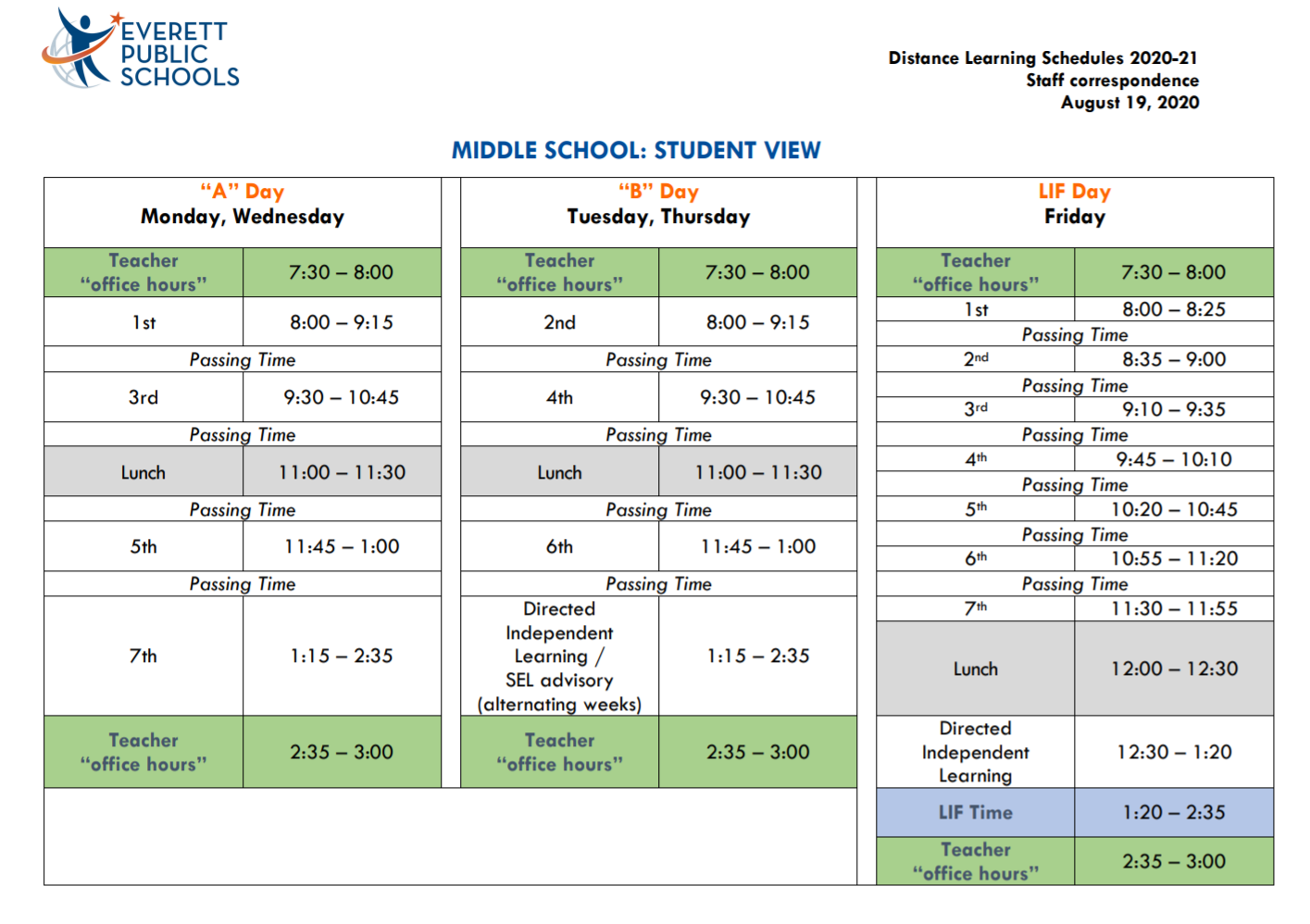 schedule