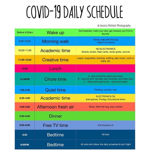 A daily schedule suggestion 