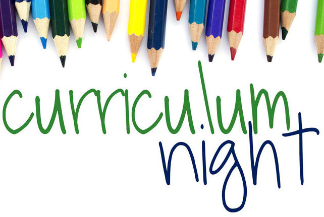  Curriculum Night is Thursday, September 28th from 5:30-7:00.