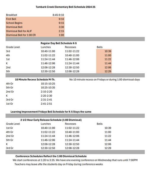 Bell Schedule